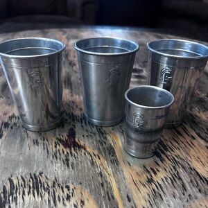 Vintage 'Trojan Head' Aluminum Cup Set